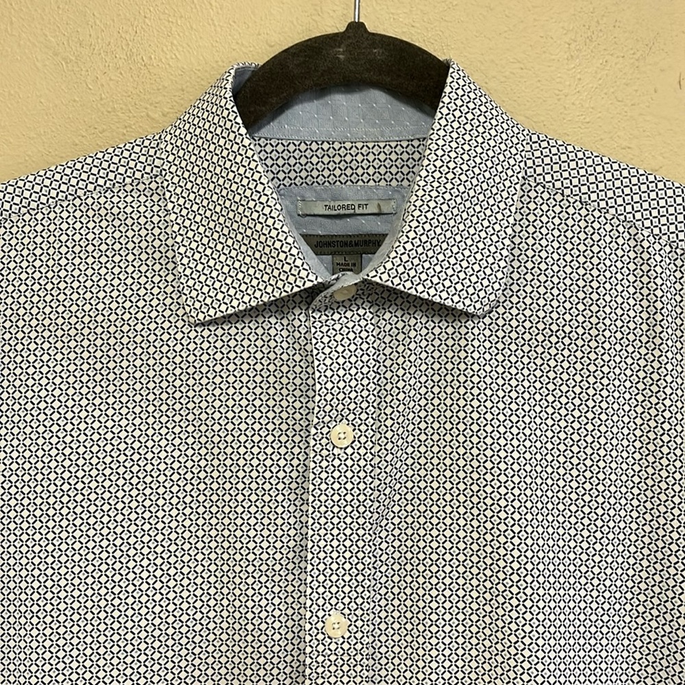 Johnston & Murphy Blue Patterned Long Sleeve Shirt
